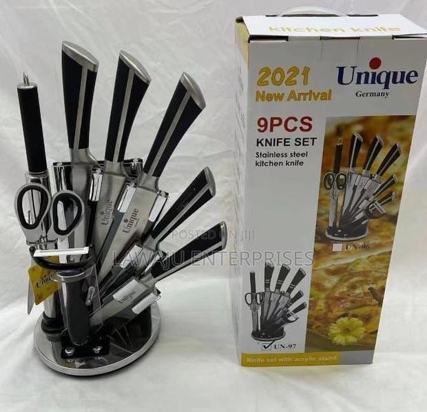 Black 9 PCS Unique Knife Set - main view