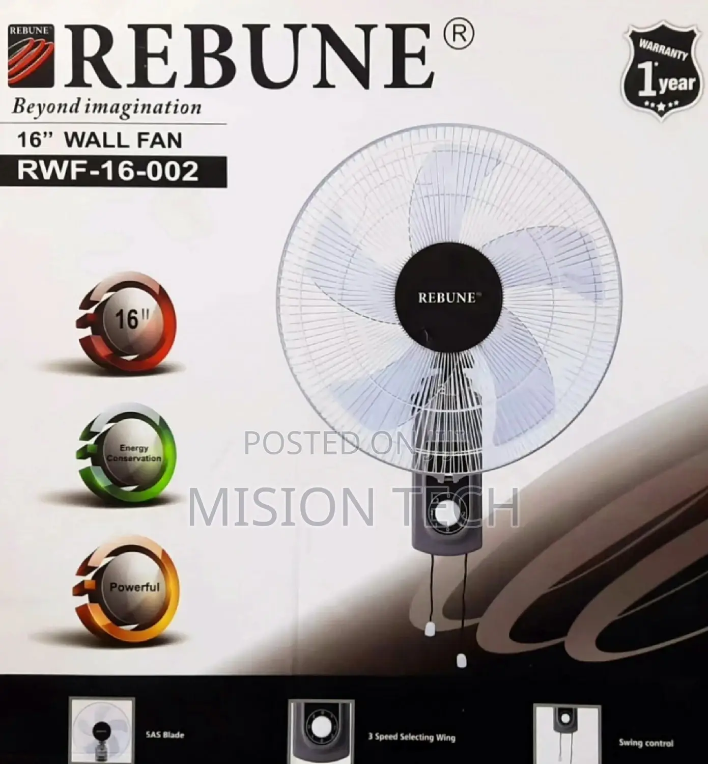 Rebune Brand New 16 Inches Stand Fan