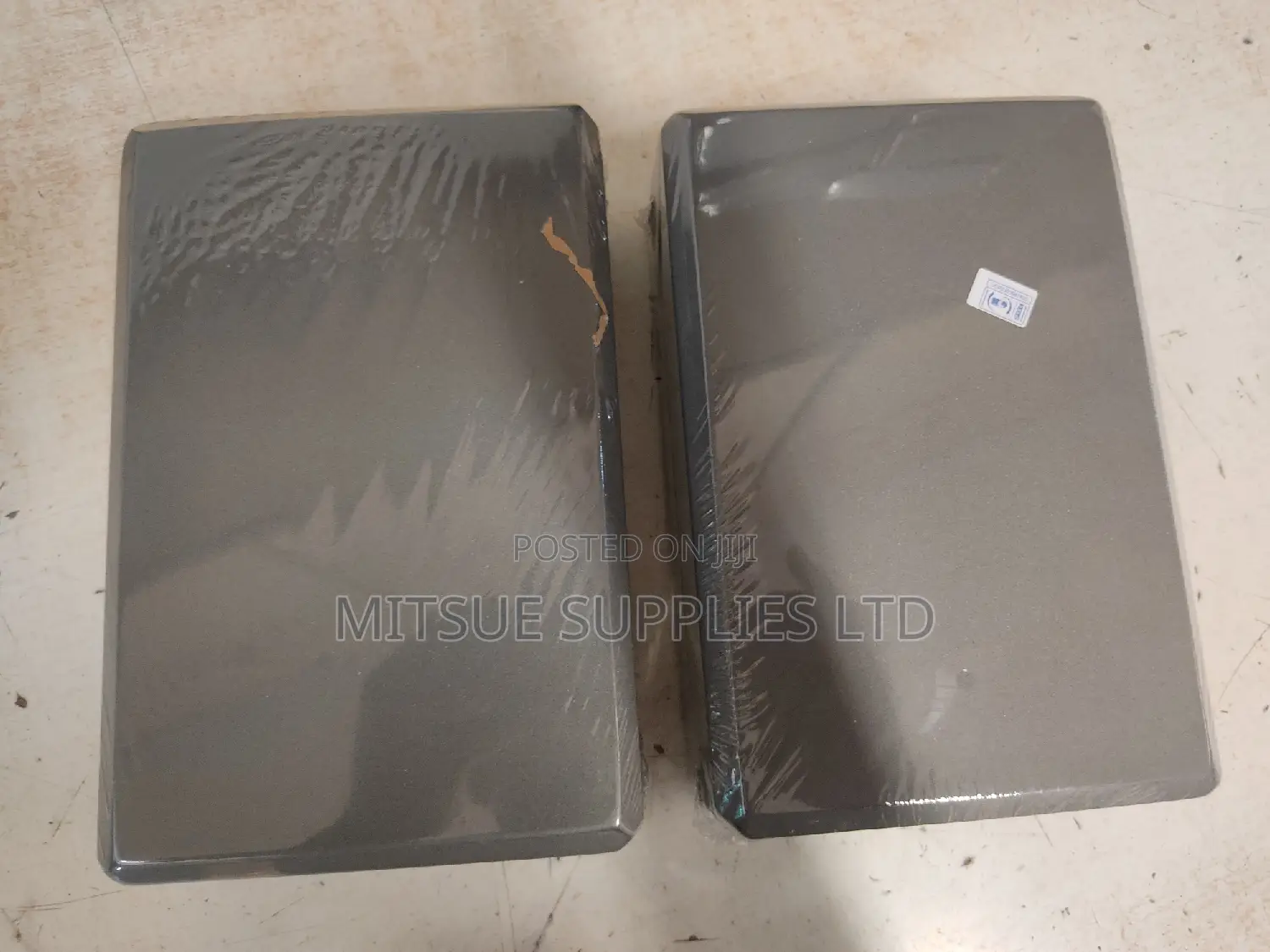 Pair of Grey Yoga Blocks for Exercise