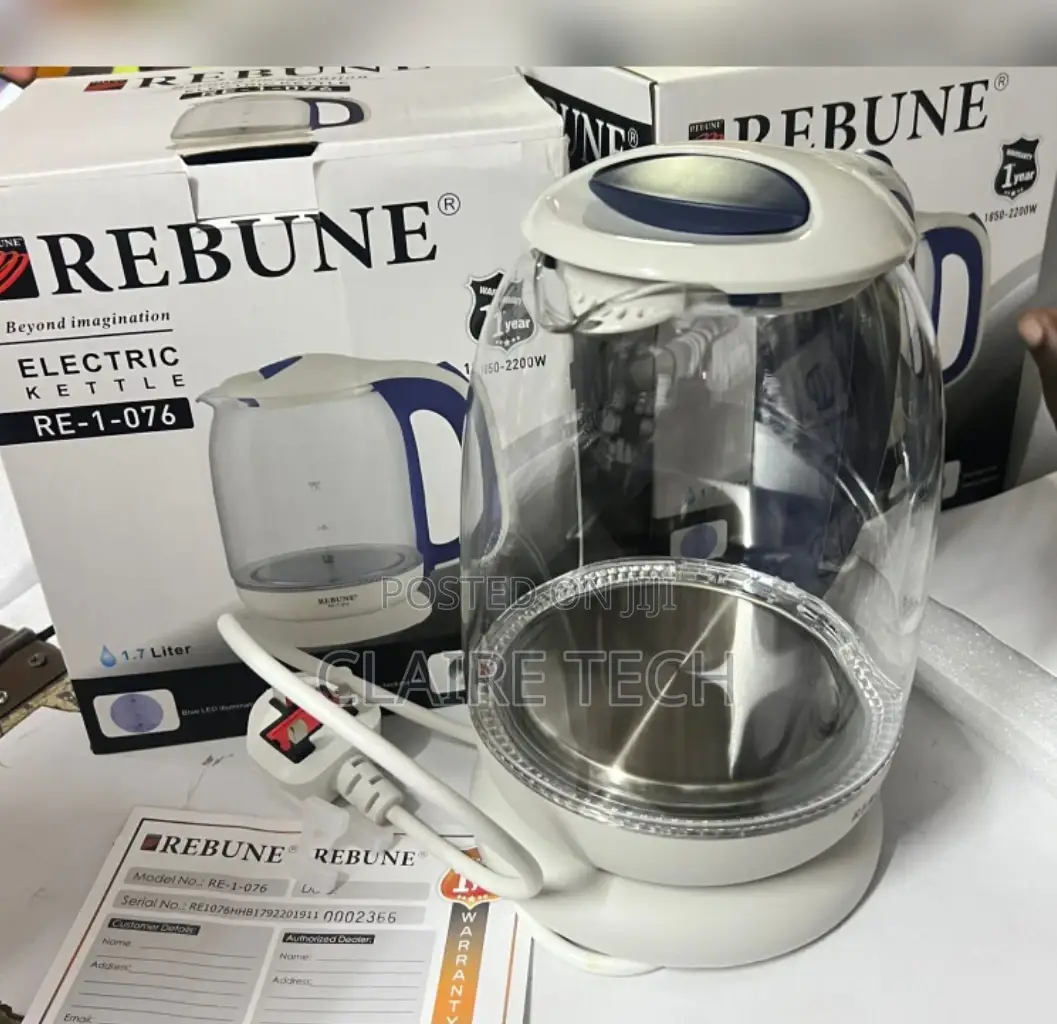 Rebune 1.7 Litres Clear Glass Water Kettle RE-1-076