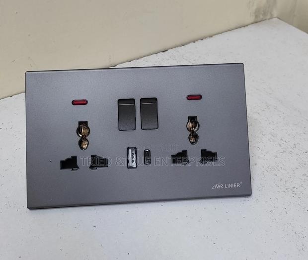 USB Vip Grey Twin Socket - main view