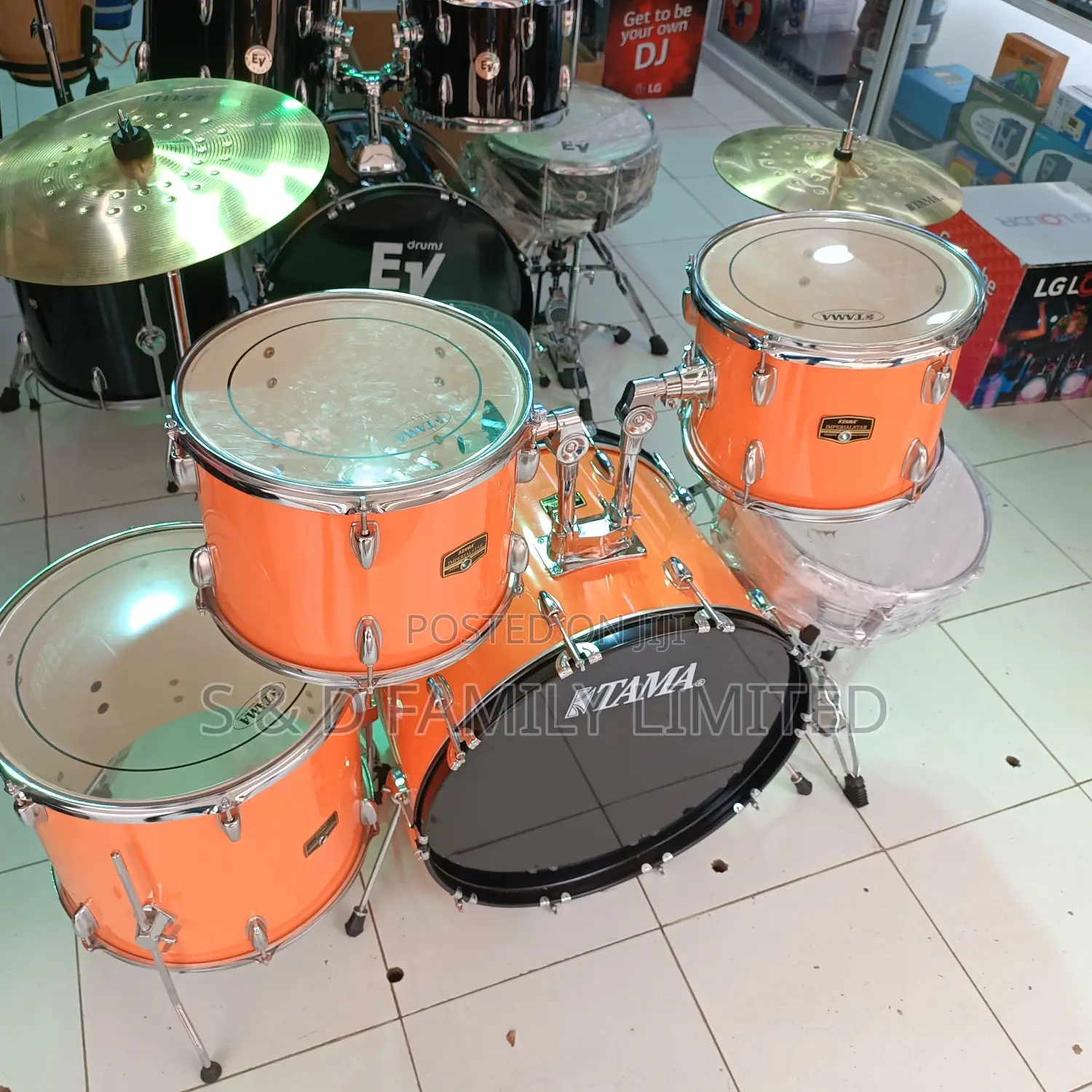 Orange Tama 5 Piece Drumset