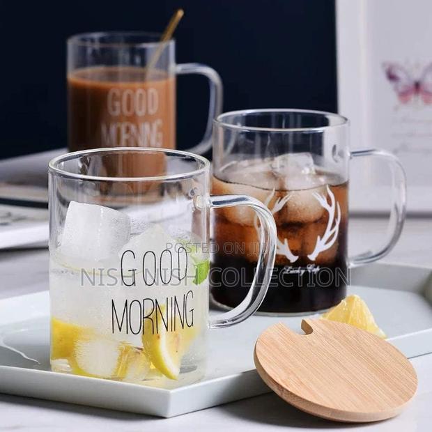 2 Piece Borosilicate Good Morning Printed Glass Mug - thumbnail 2