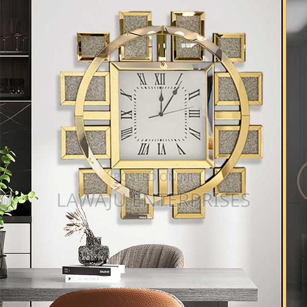 Gold Classy Crystal Mirrored Wall Clock - main view