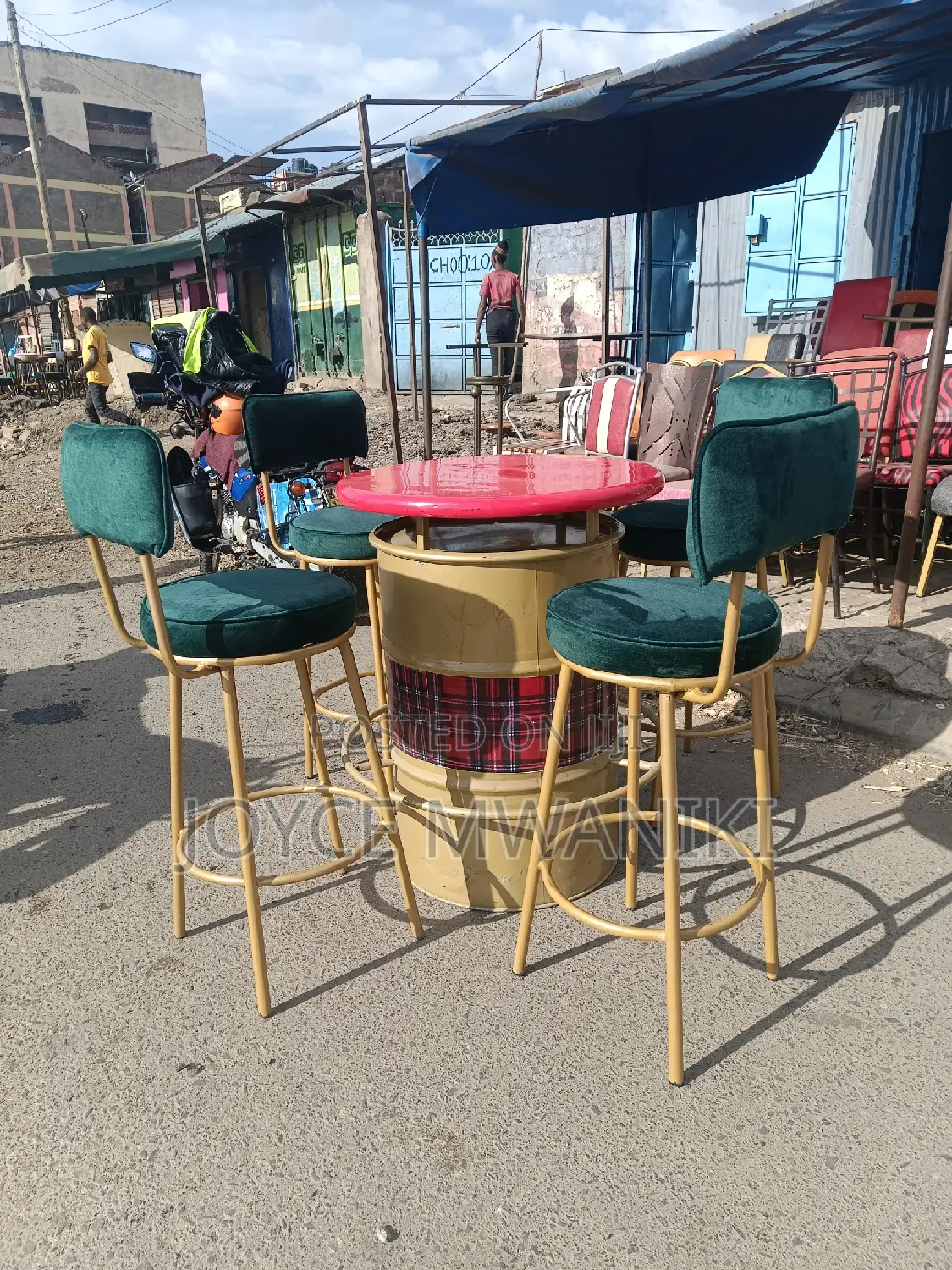 Restaurant or Bar Chairs and a Drum Table.