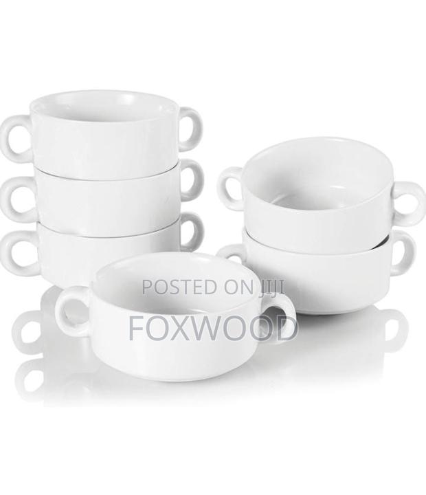 CERAMIC BOWL WITH 2 HANDLES Set of 6*