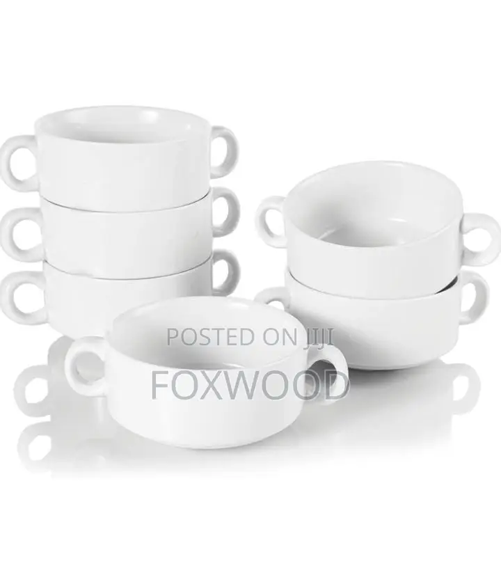 CERAMIC BOWL WITH 2 HANDLES Set of 6*