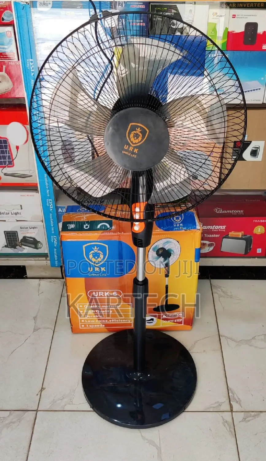 URK 16" Stand Fan, Round Base, Black