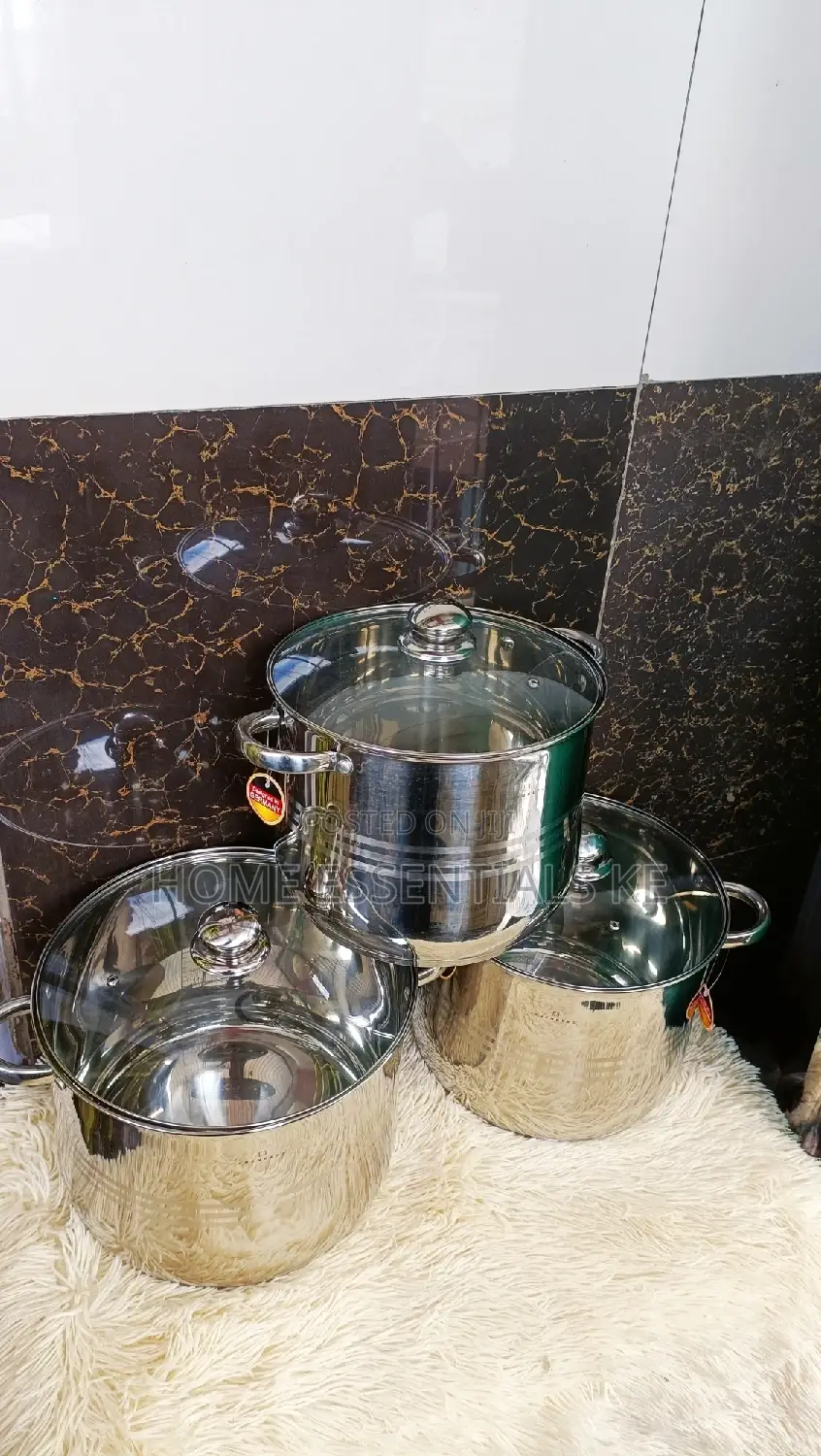 3pcs Edernberg Stainless Steel Cookware 7L,9L,11.2L