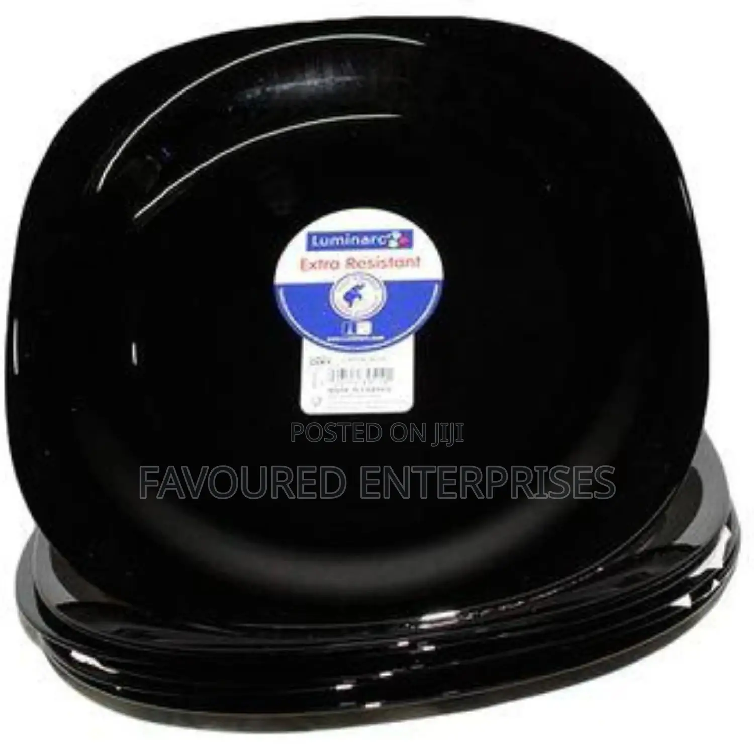 Luminarc Black Square Design Plates - Set of 6 - Black.