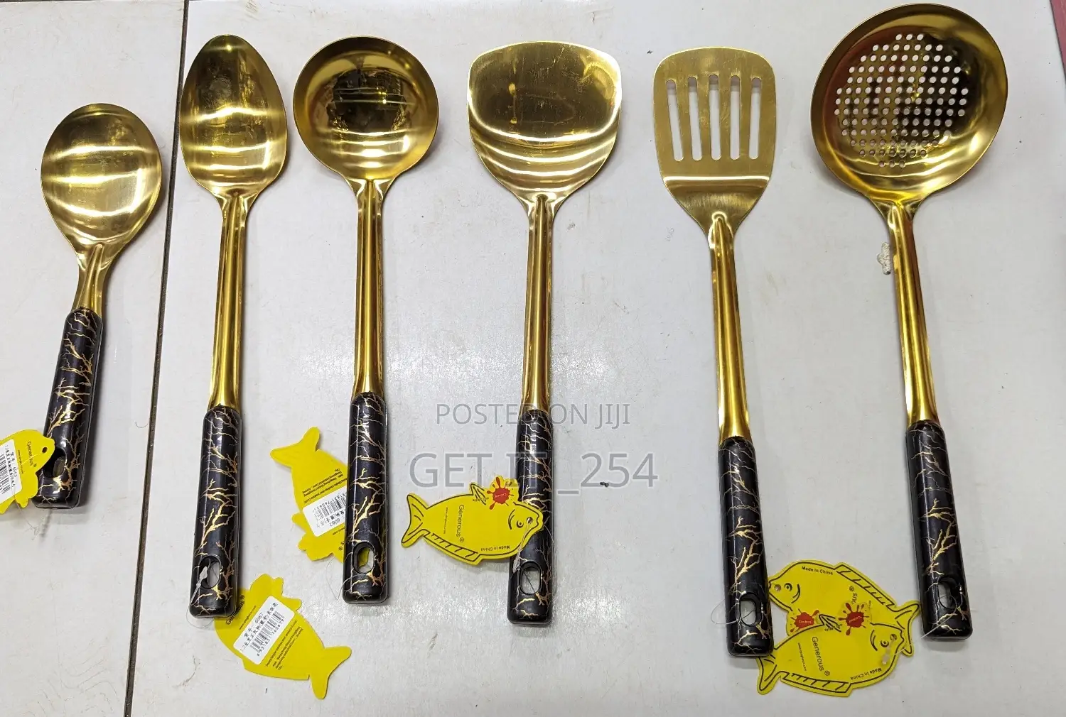 *Stainless Steel Golden Serving Spoons P.Pc*