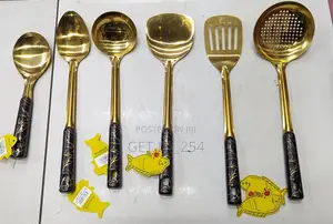 *Stainless Steel Golden Serving Spoons P.Pc*