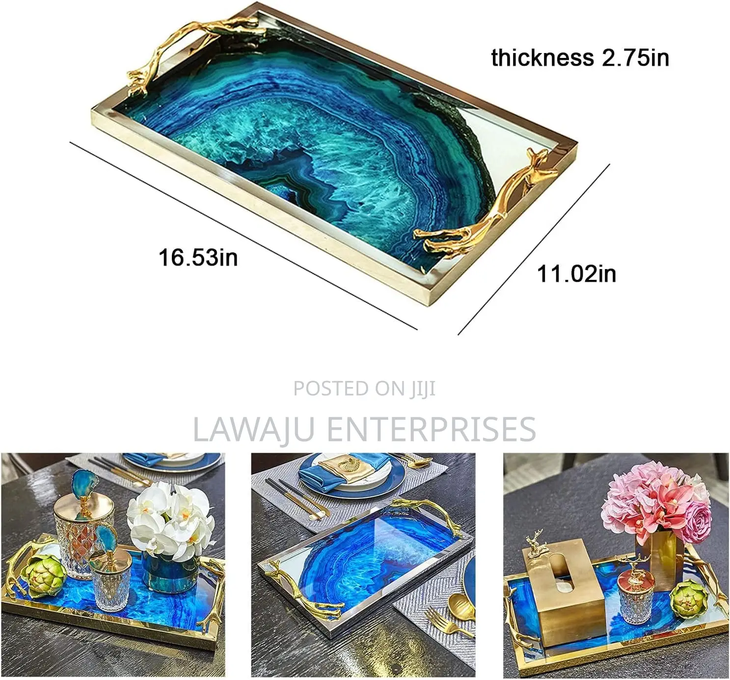 Maison Serving Tray With Golden Elements