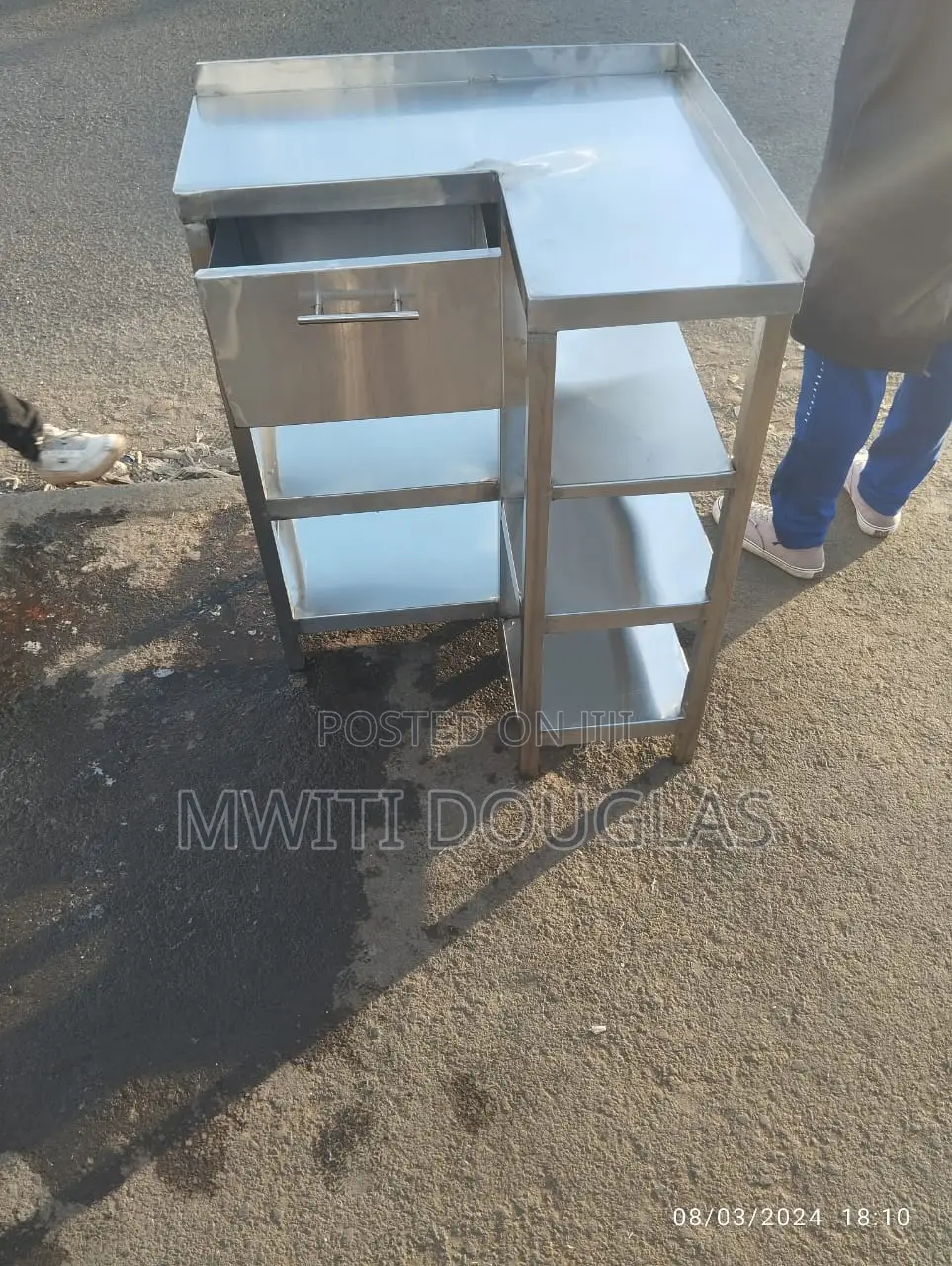 L Shaped Ss Working Table With Drawer