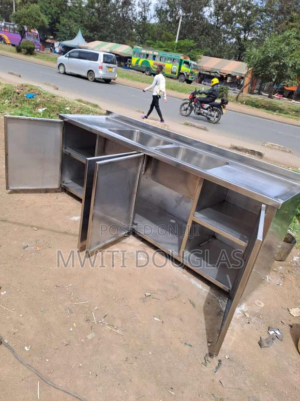 Ss Cabinet With Double Bowl Sink