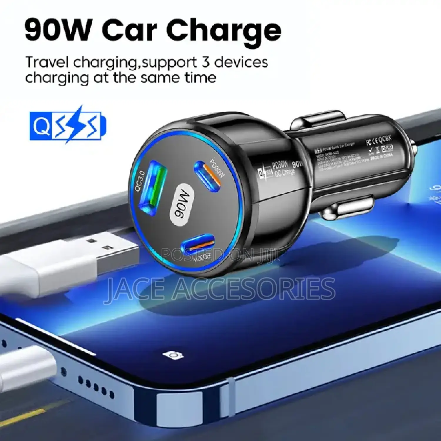 90w Car Pd Charger Usb C to C