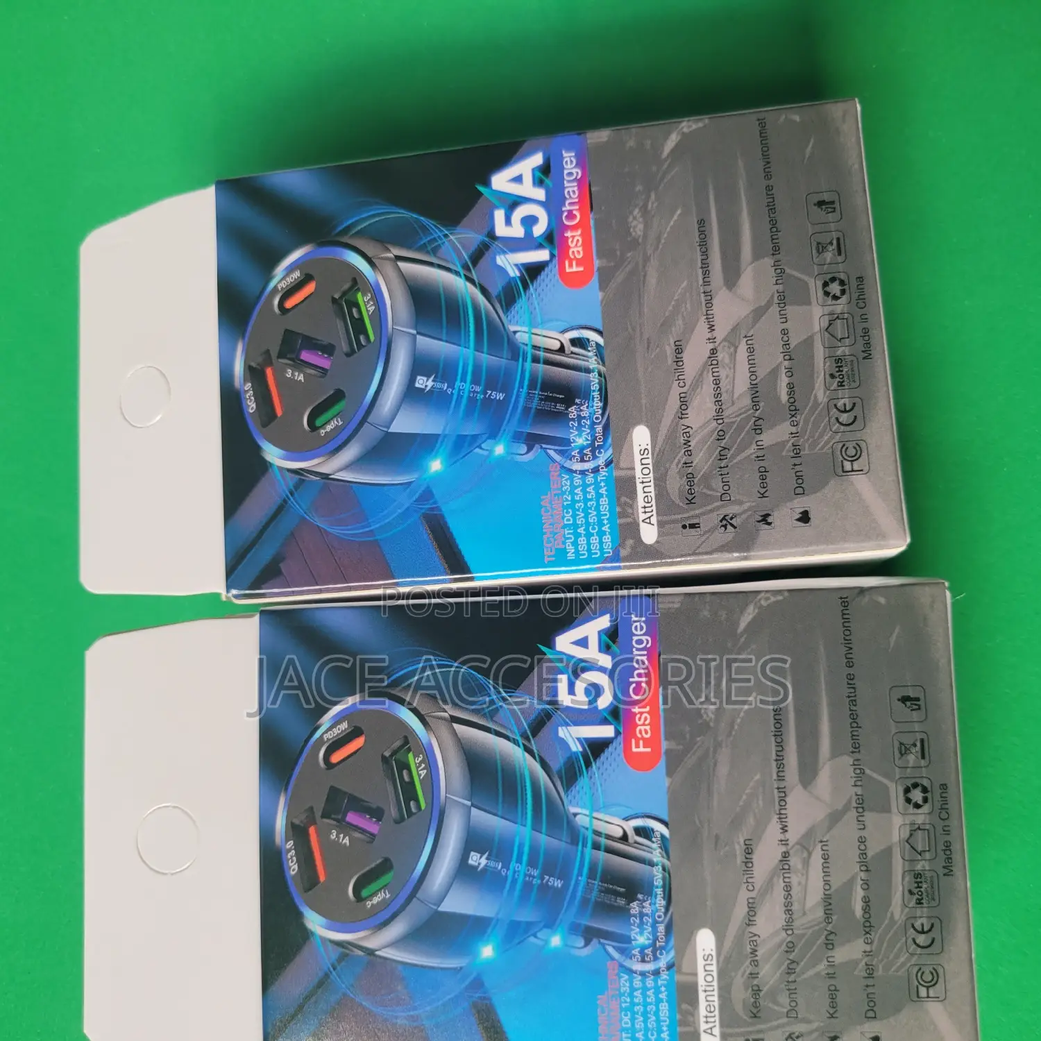 New 75 15A 5 Port PD Car Charger