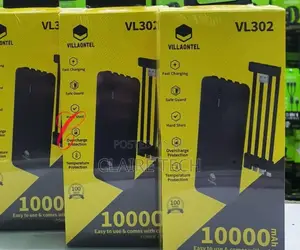 Black Villaon V302 10000mah Power Bank With Detachable Cable