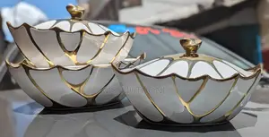 *3pcs Gold Finishing Ceramic Serving Bolws