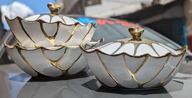 *3pcs Gold Finishing Ceramic Serving Bolws - thumbnail 3