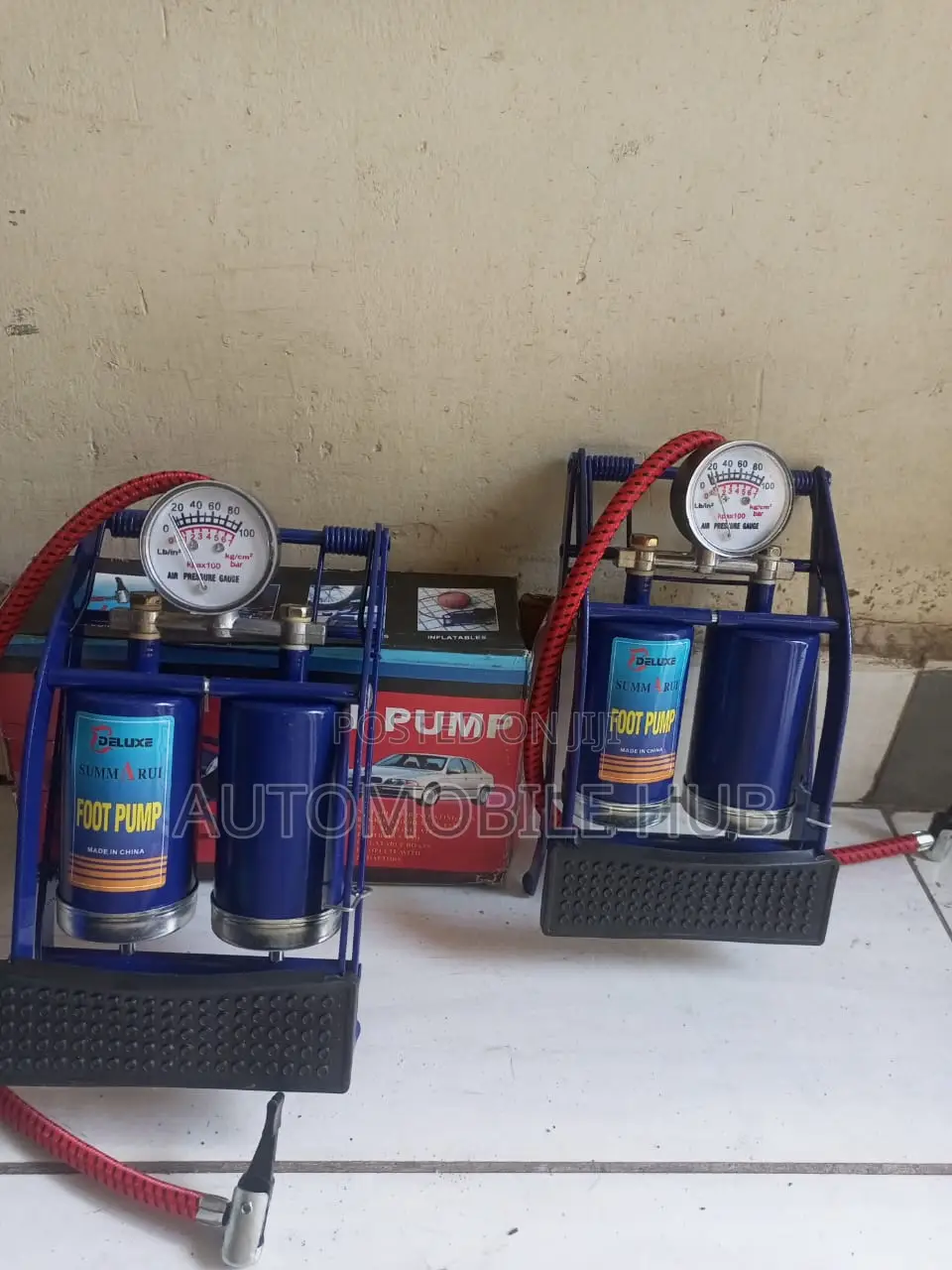 Double Cylinder Foot Pump Blue