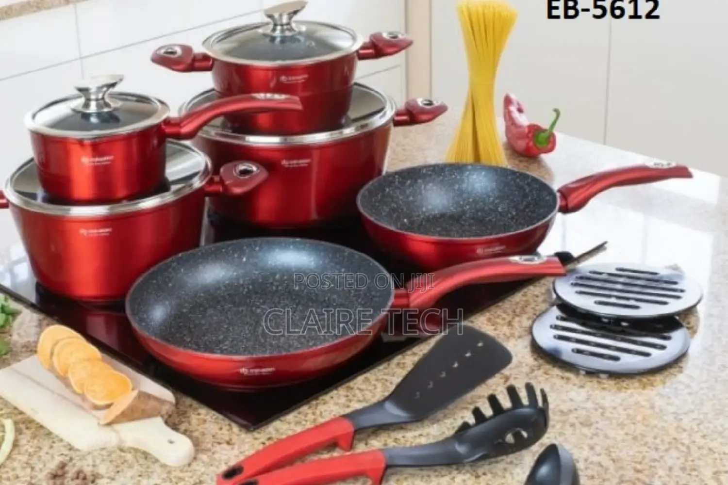 Red 15 PCS Edenberg Cookware Set EB-5612