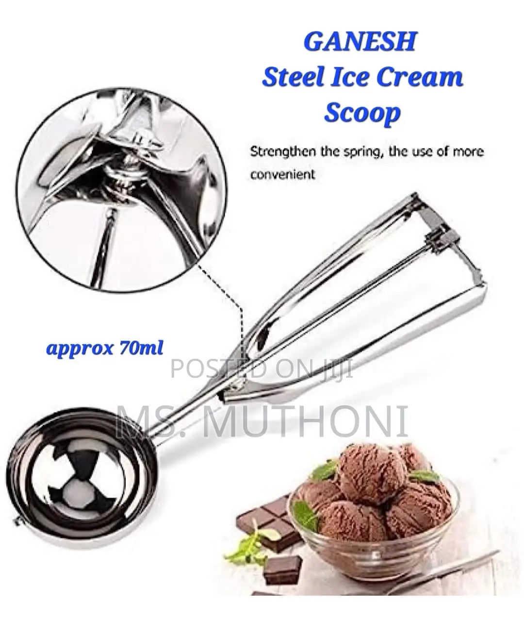 Ganesh Stainless Steel Ice Cream Scoop Approx 70ml
