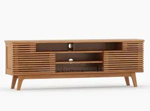 Mid-Century Modern Solid Teak Wood Tv Media Cabinet New