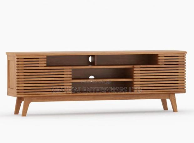 Mid-Century Modern Solid Teak Wood Tv Media Cabinet New