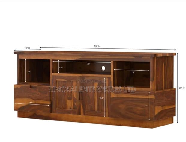 New Elite Modern Somplicity Solid Teak Media Console - main view