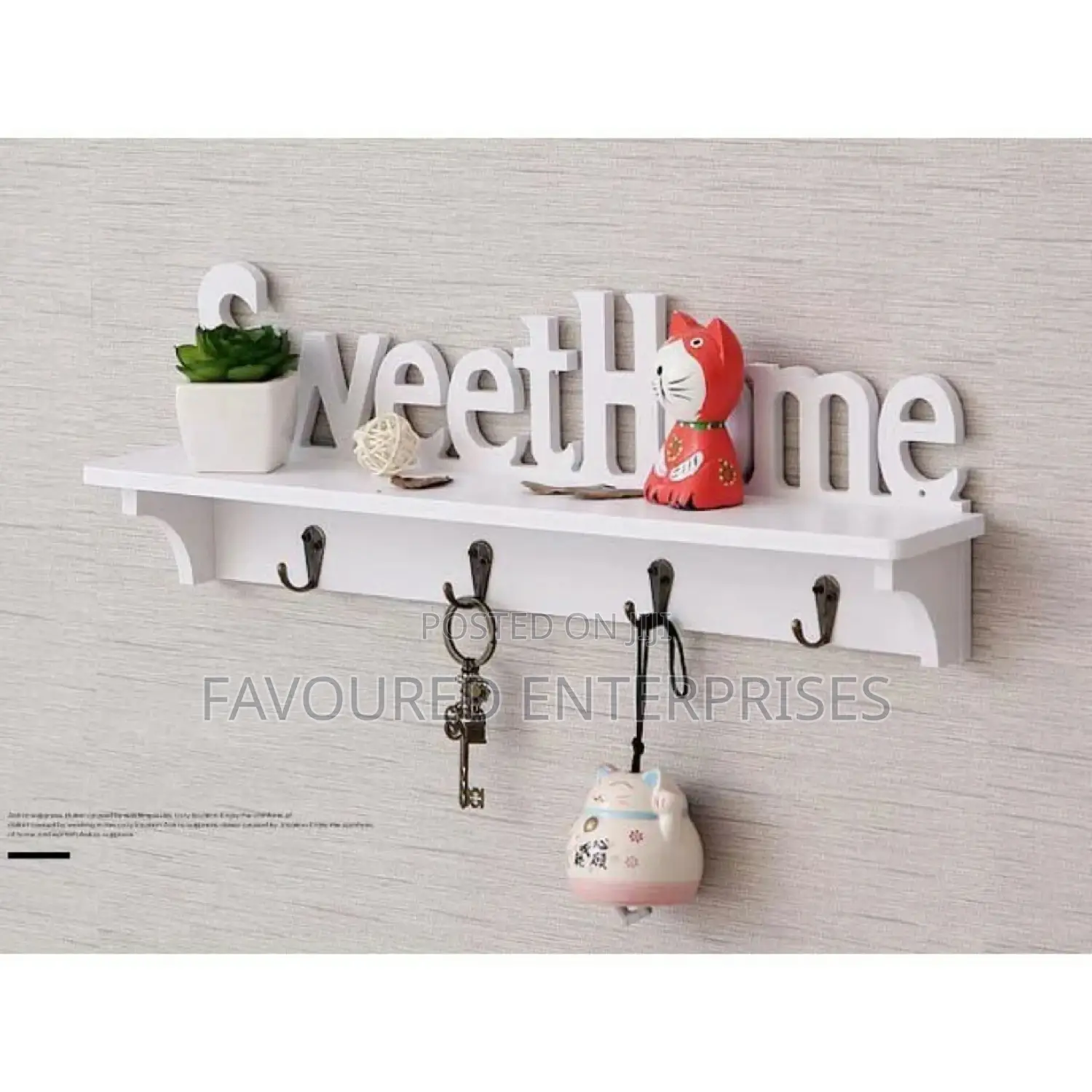 Sweet Home Shelf Hook Key Holder Wall Hanging Decor 1 Piece