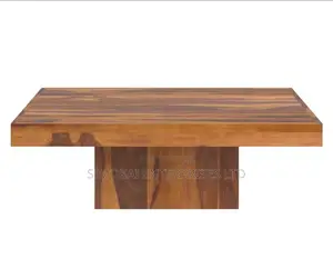 Solid Rustic Wood Large Square Coffee Table With Pedestal