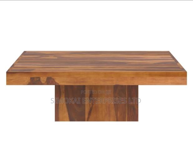 Solid Rustic Wood Large Square Coffee Table With Pedestal - thumbnail 2