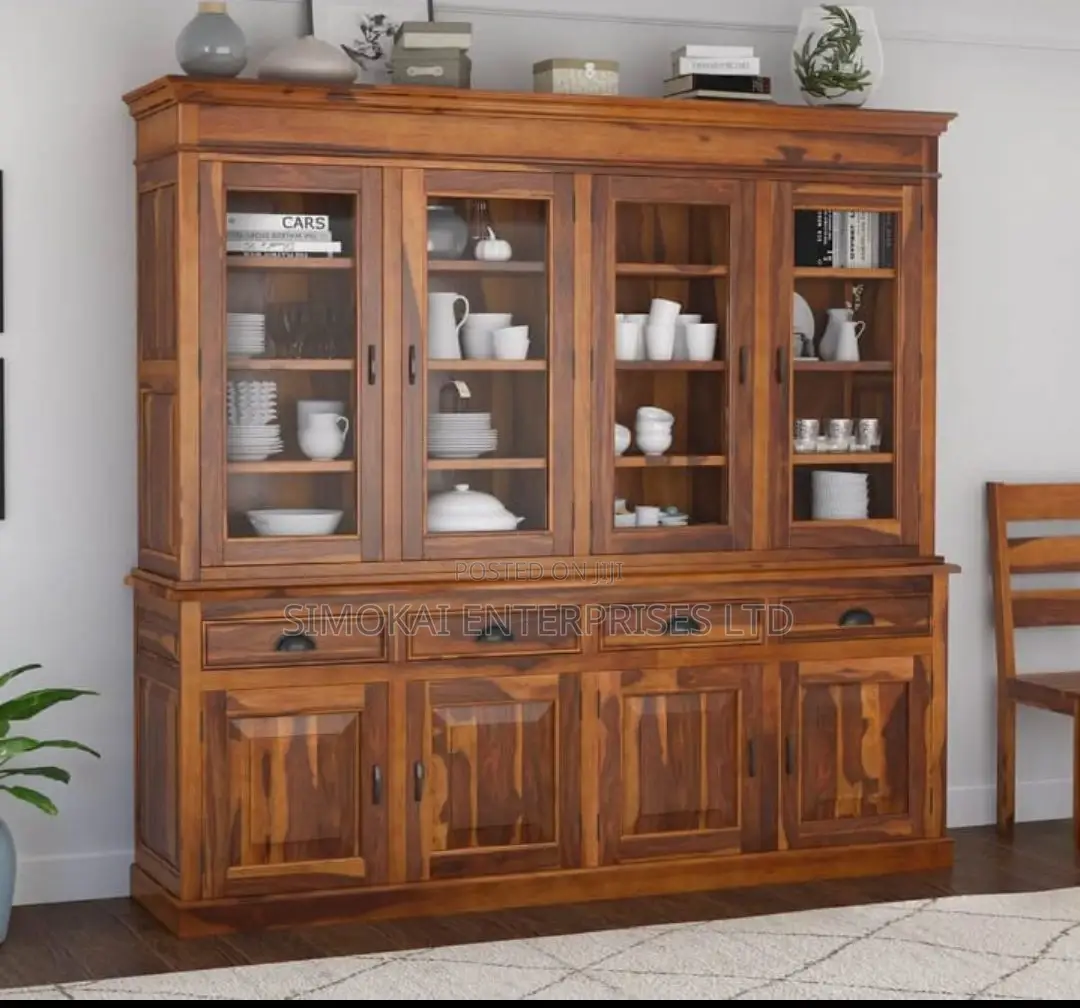 Elite Modern Rustic Solid Wood Dining Large Buffet Hutch