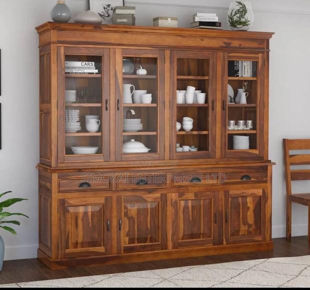 Elite Modern Rustic Solid Wood Dining Large Buffet Hutch - main view