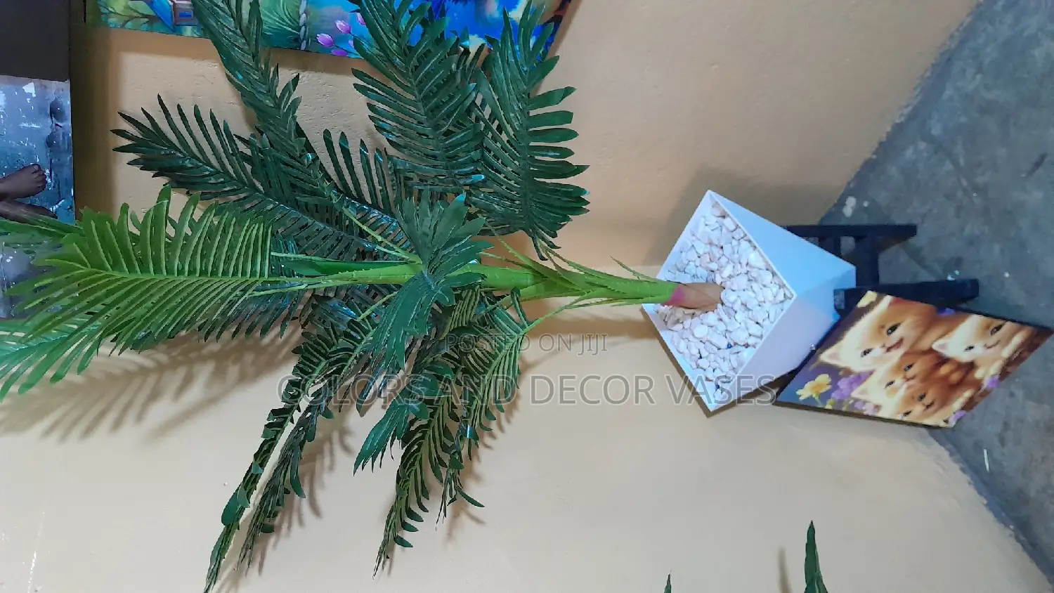 Palm Tree, Plastic Vase and Stand