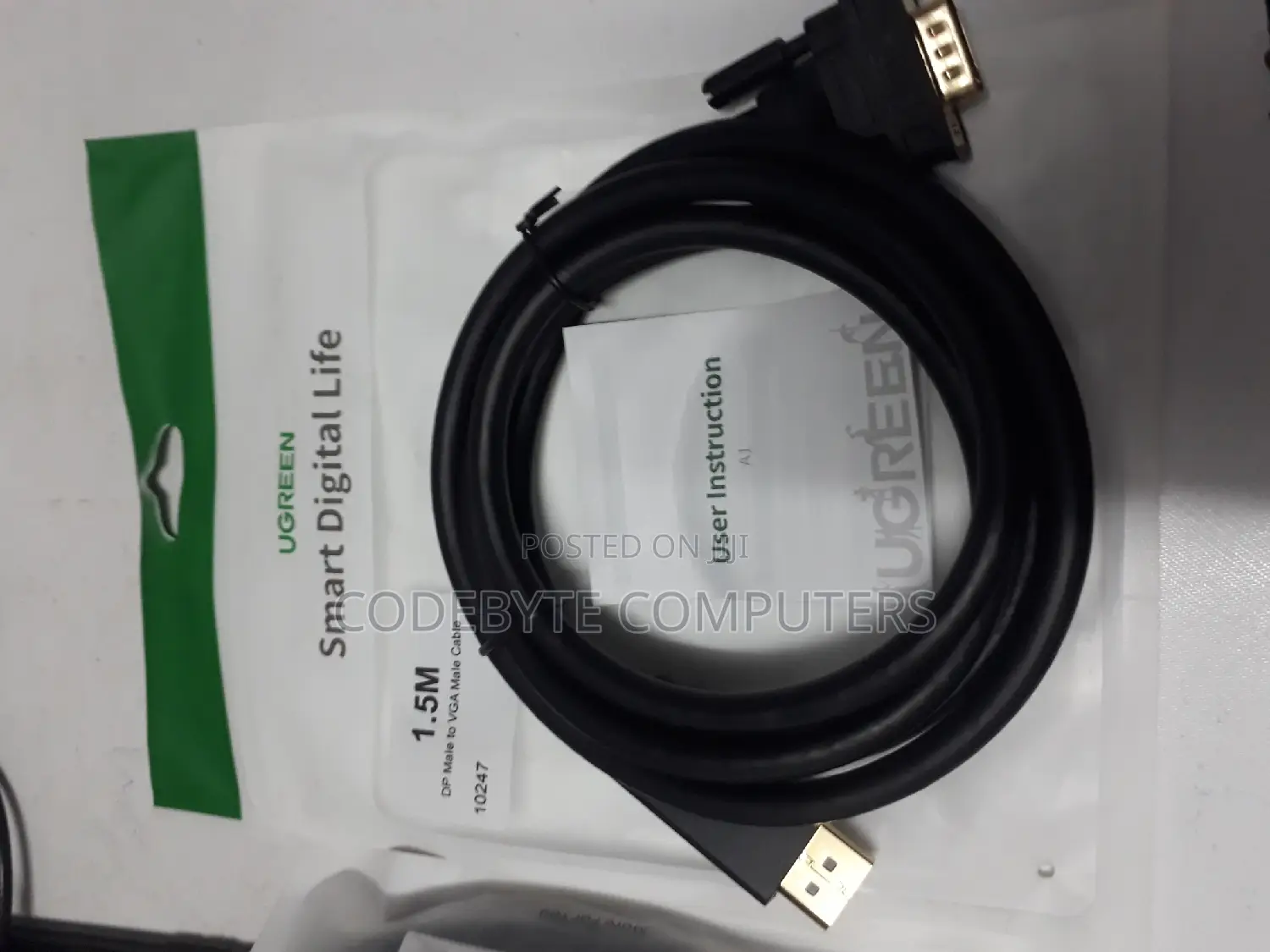 UGREEN Displayport Male to VGA Male Cable 1.5m (Black) - DP1