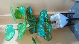 Plant, Stand With Plastic Vase and Pebble Stones - thumbnail 2