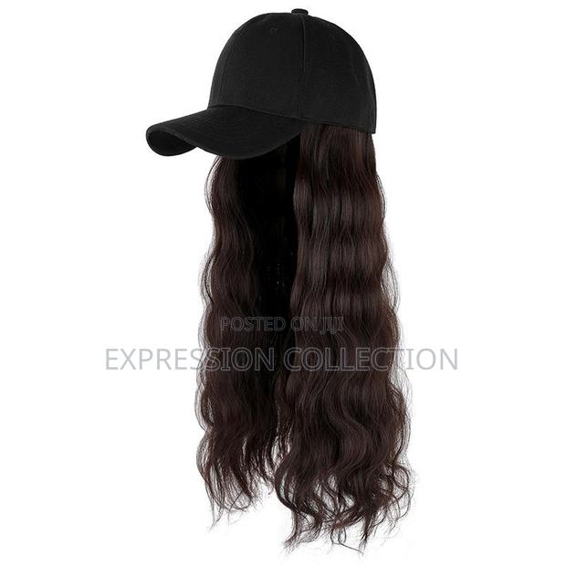 Long Curly Light Maroon Wig With Black Cap - thumbnail 3