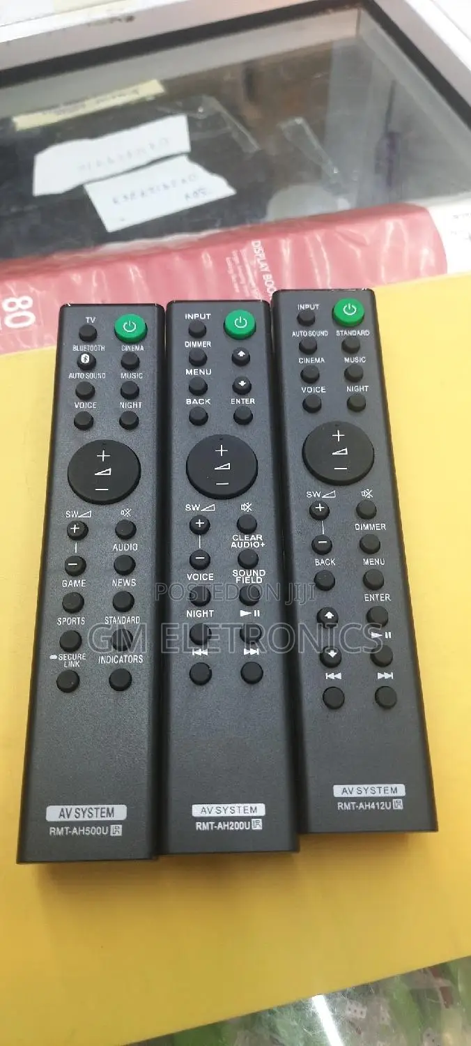 SONY Soundbar Remotes; RMT-Ah412u, Ah200u, Ah400u.