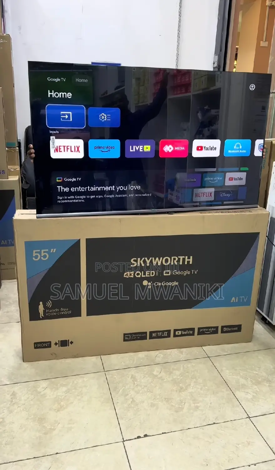 Skyworth 55" Qled Uhd Google Smart Tv Frameless New 2024