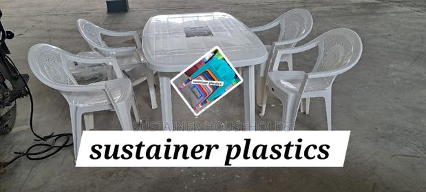 Rectangular Plastic Table With Four Plastic Chairs Set - main view