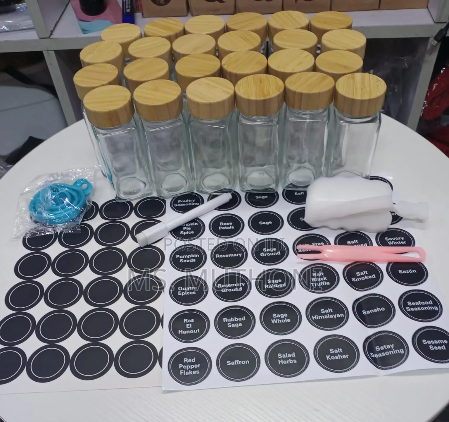 Seasoning Spice Jars With Bamboo Lid for 24pcs*