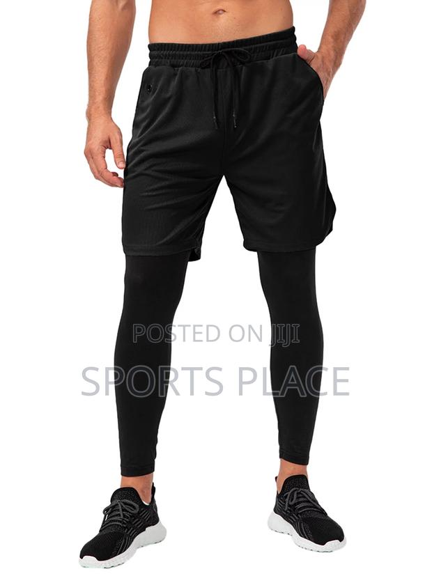 2 in 1 Compression Running Pants and Shorts With Pockets