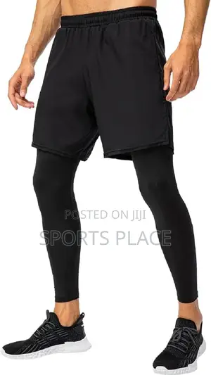 2 in 1 Compression Running Pants and Shorts With Pockets