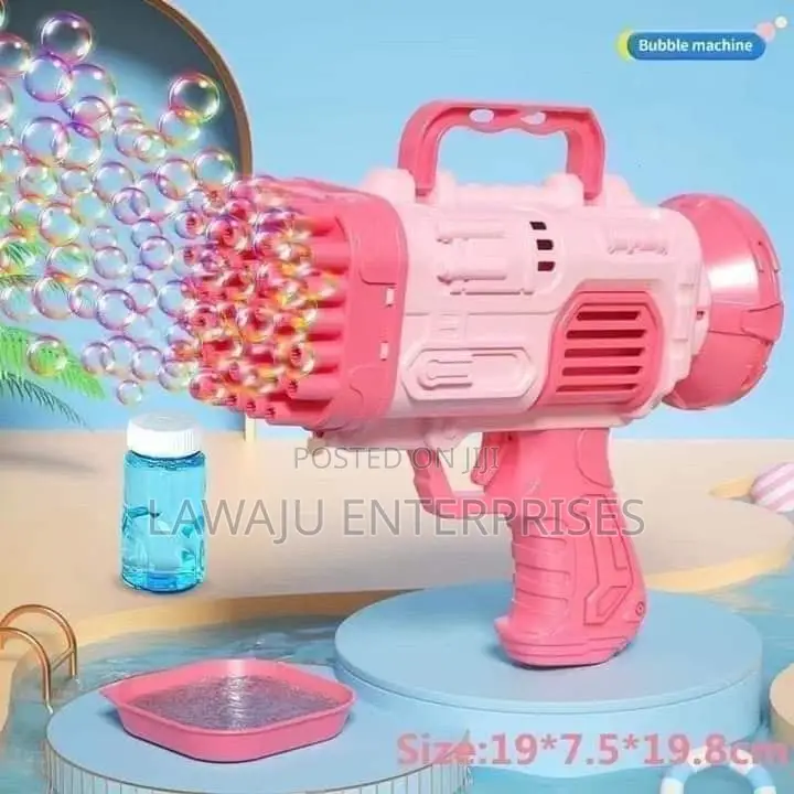 Pink Kids Bubble Gun Machine