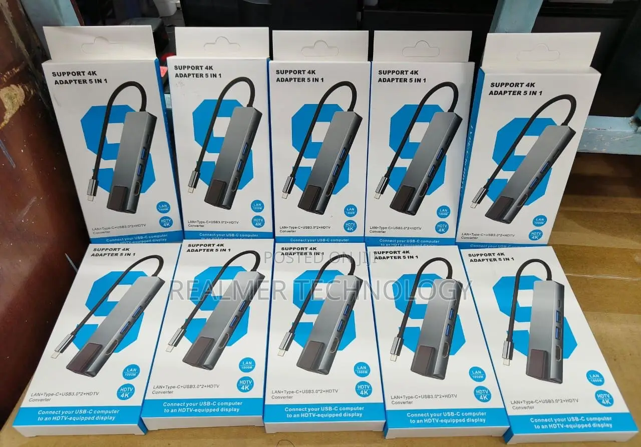 Type C 5in 1 Adapter LAN + USB C + USB 3.0 +HDMI