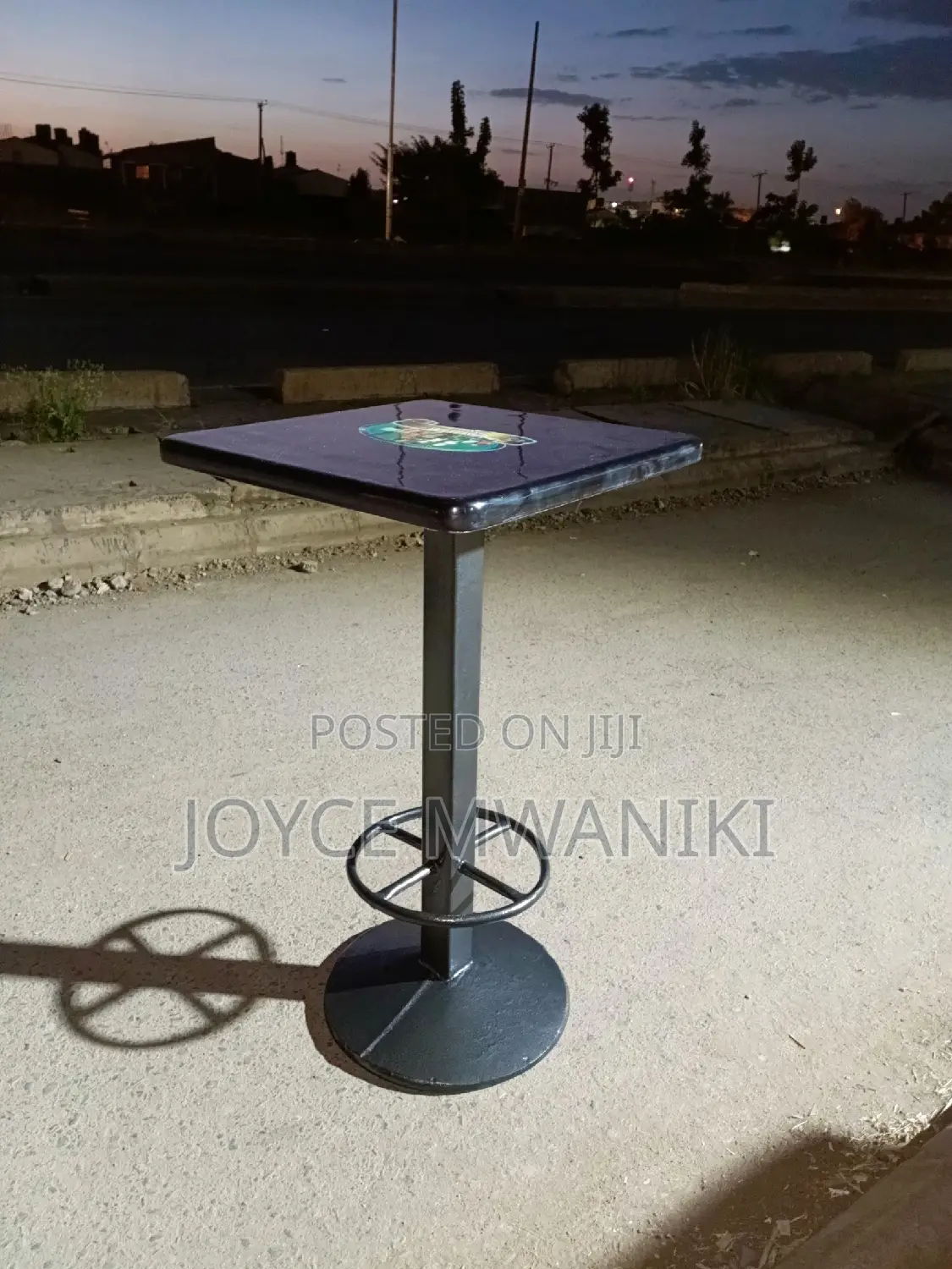 Restaurant Marble High Table, Powder Coated.