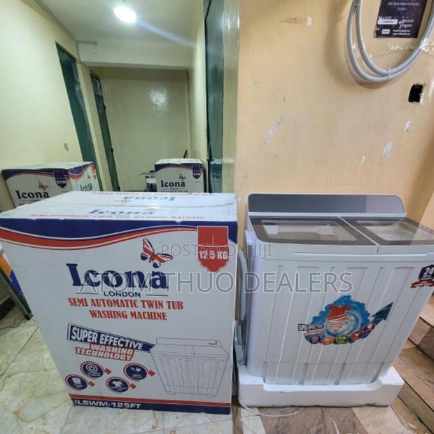 White Icona 12.5kg Twin Tub Top Load Washing Machine