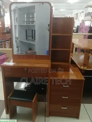 Brown Dressing Table With Sliding Mirror
